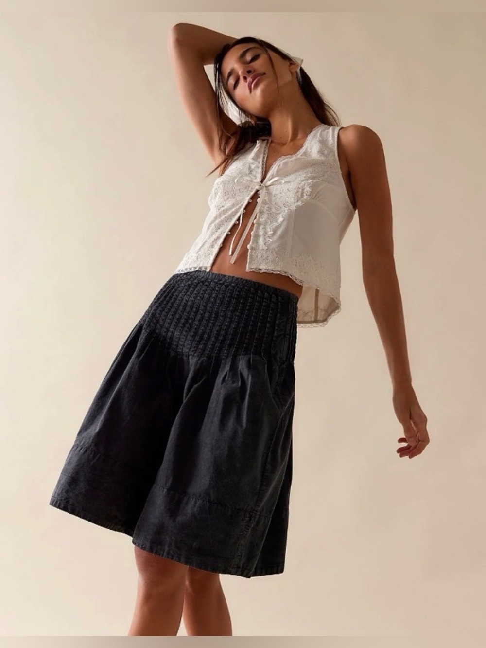 Free People Peyton Pintuck Midi skirt. NWT. Washed black - Picture 4 of 4